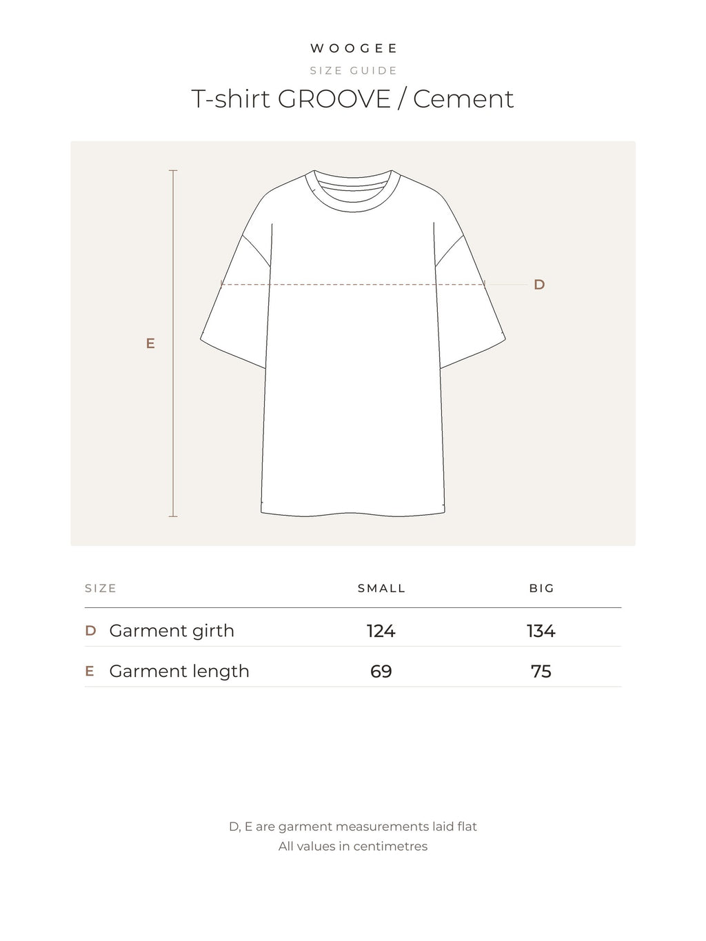 T-shirt GROOVE / Cement — Size & fit — WOOGEE