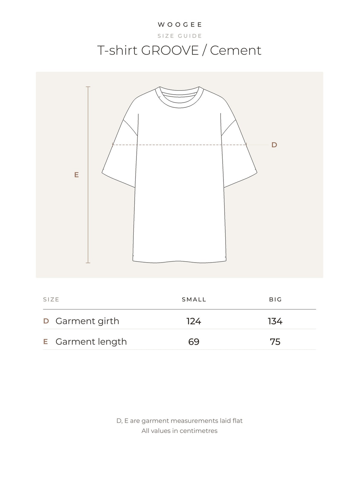 T-shirt GROOVE / Cement — Size & fit — WOOGEE