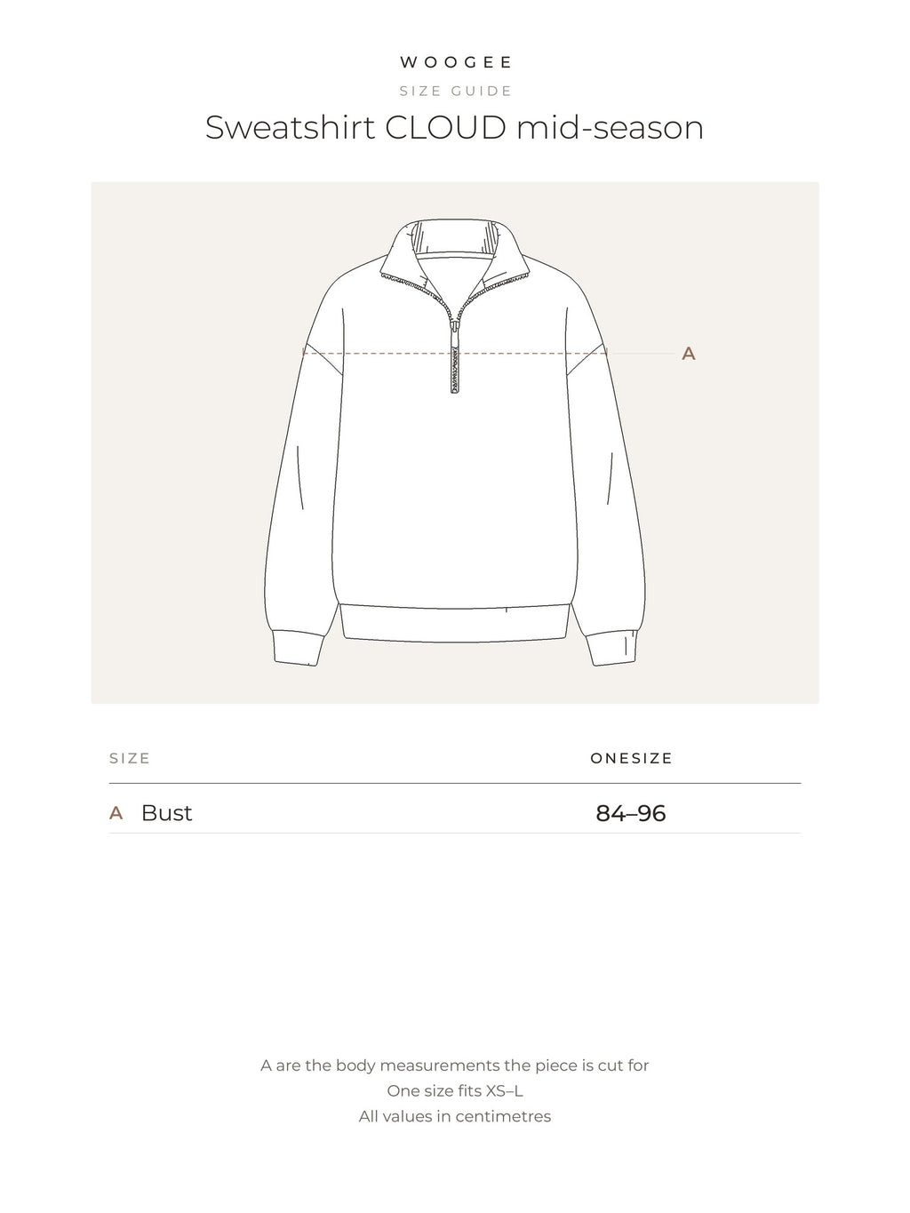 Size & fit — Grey Melange — Cream — Chocolate — WOOGEE