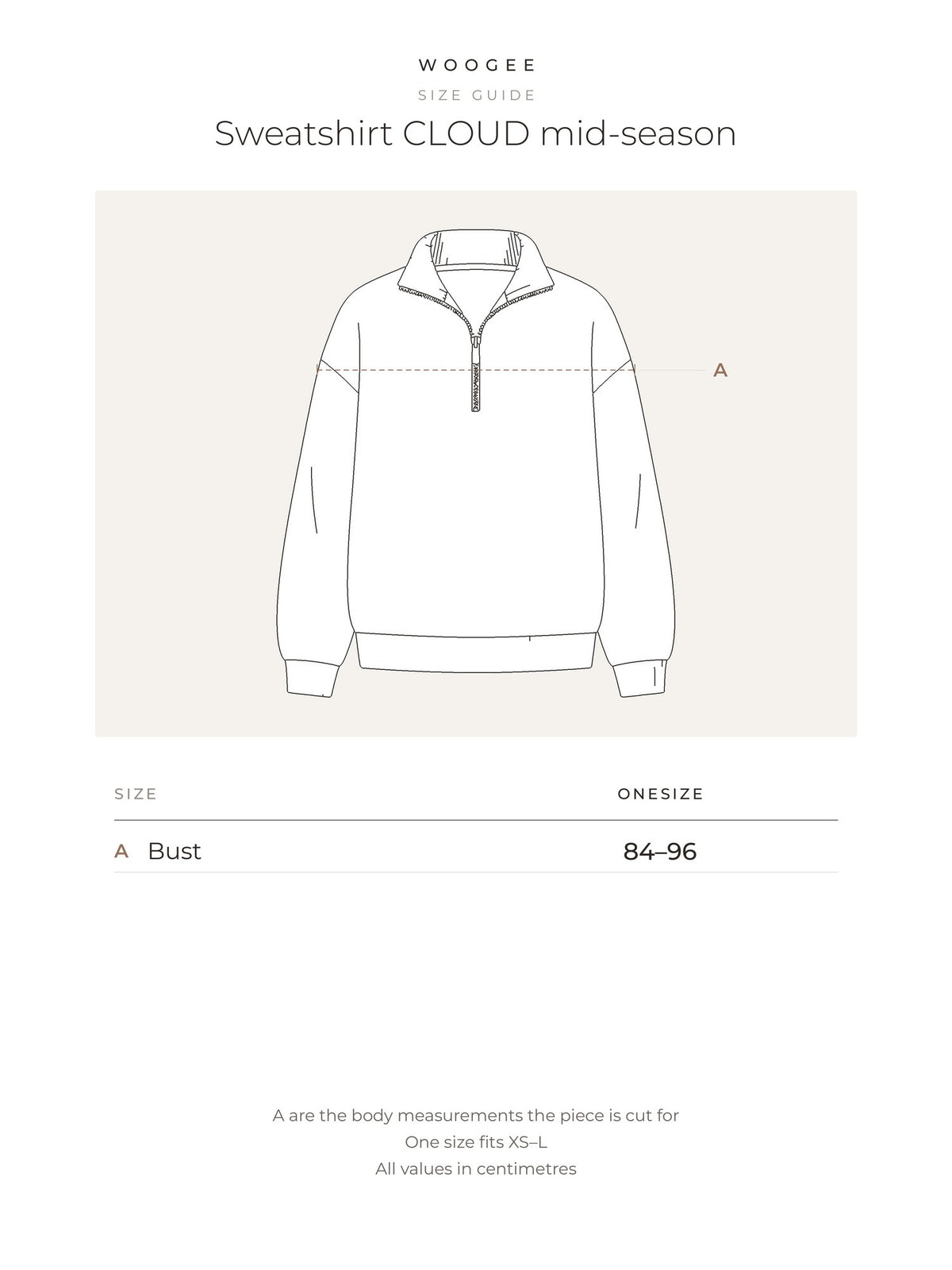 Size & fit — Grey Melange — Cream — Chocolate — WOOGEE