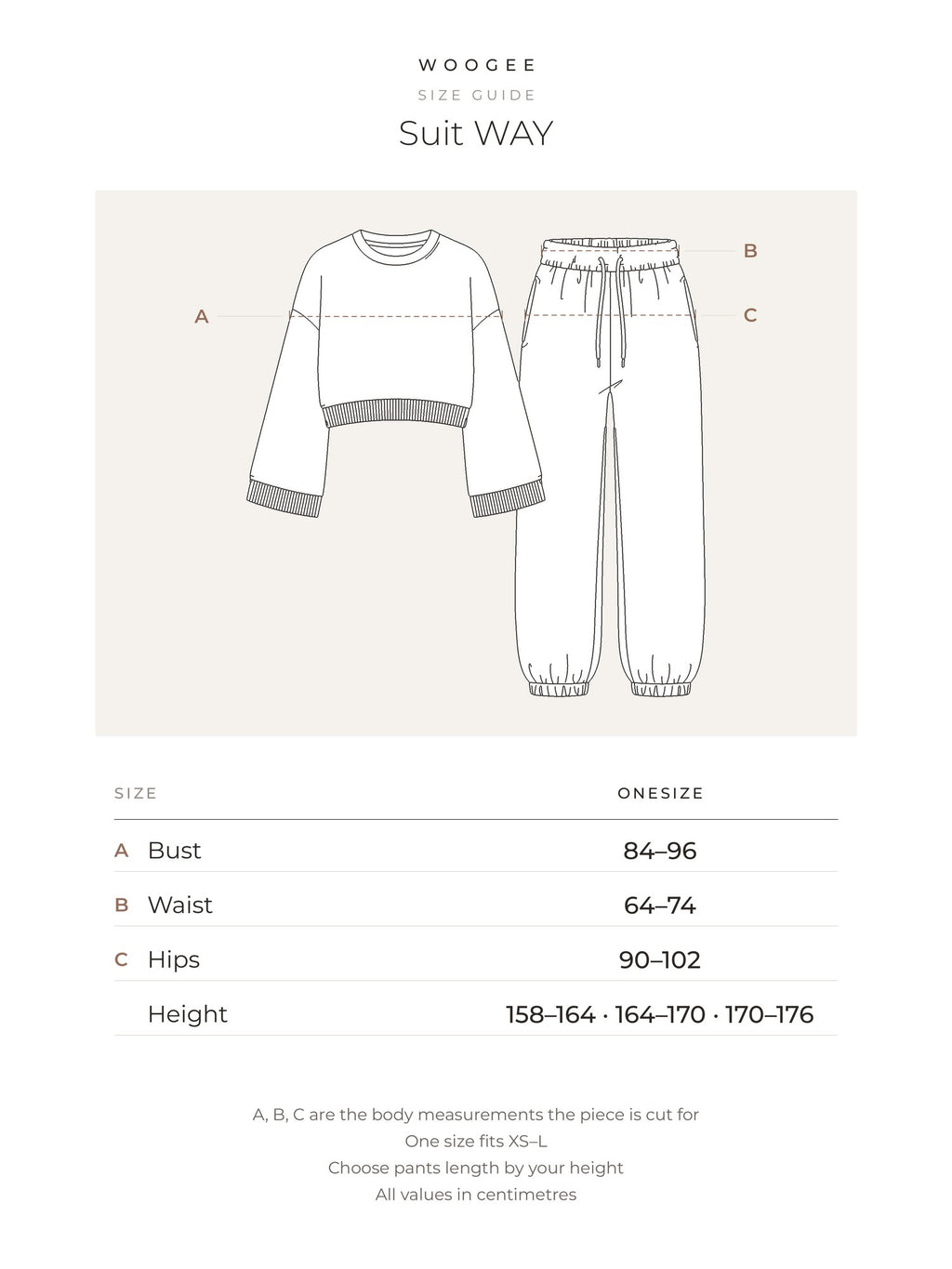 Size & fit — White — Sand — Black — WOOGEE