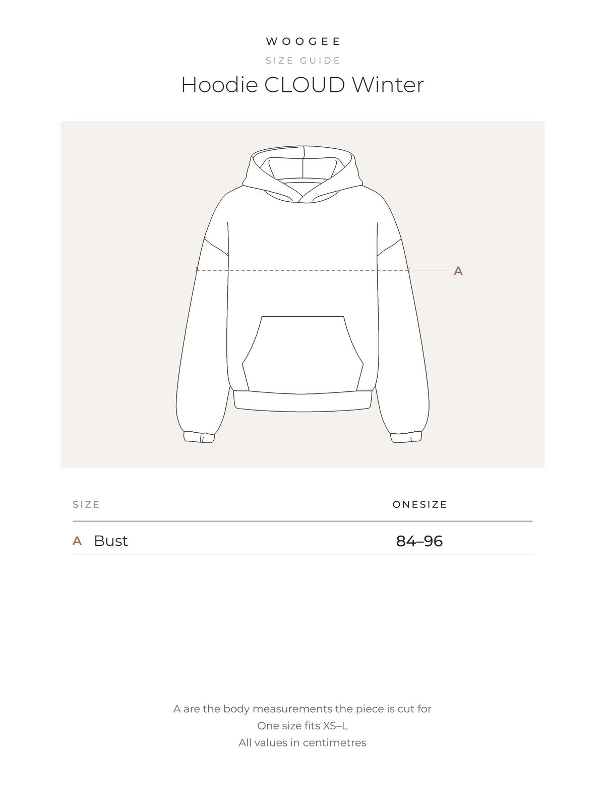Size & fit — Graphite — Cream — WOOGEE