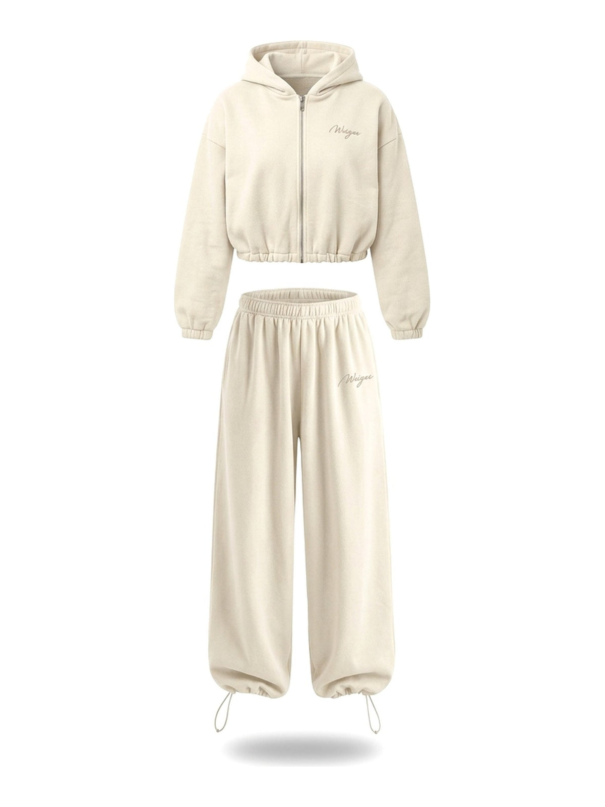 BAGGY Tracksuit — Zip Hoodie & Wide Pants · Cream