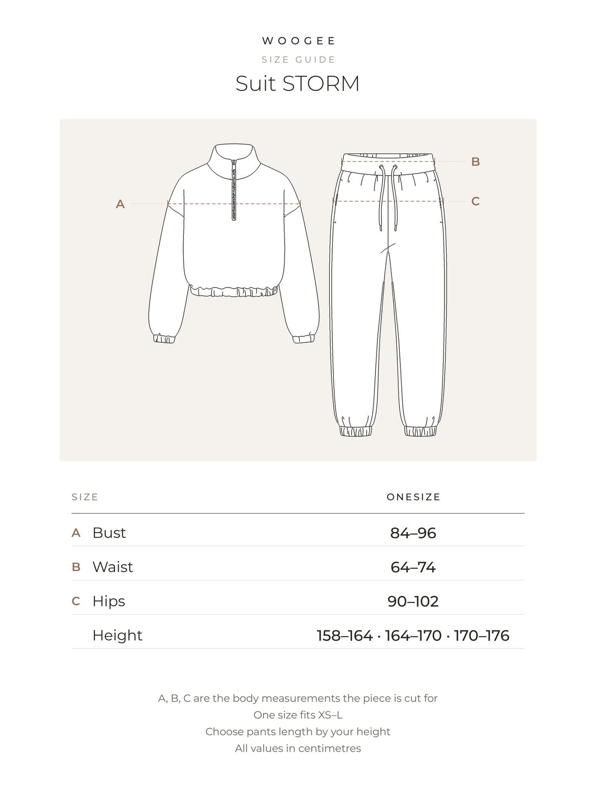 Size & fit — White — Grey — Black — WOOGEE