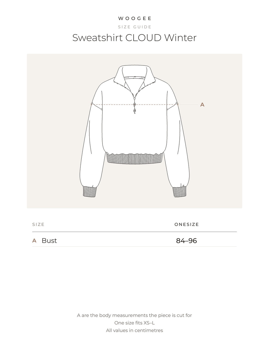 Size & fit — Graphite — Cream — WOOGEE