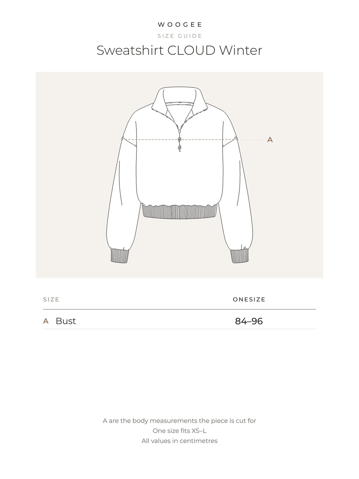 Size & fit — Graphite — Cream — WOOGEE