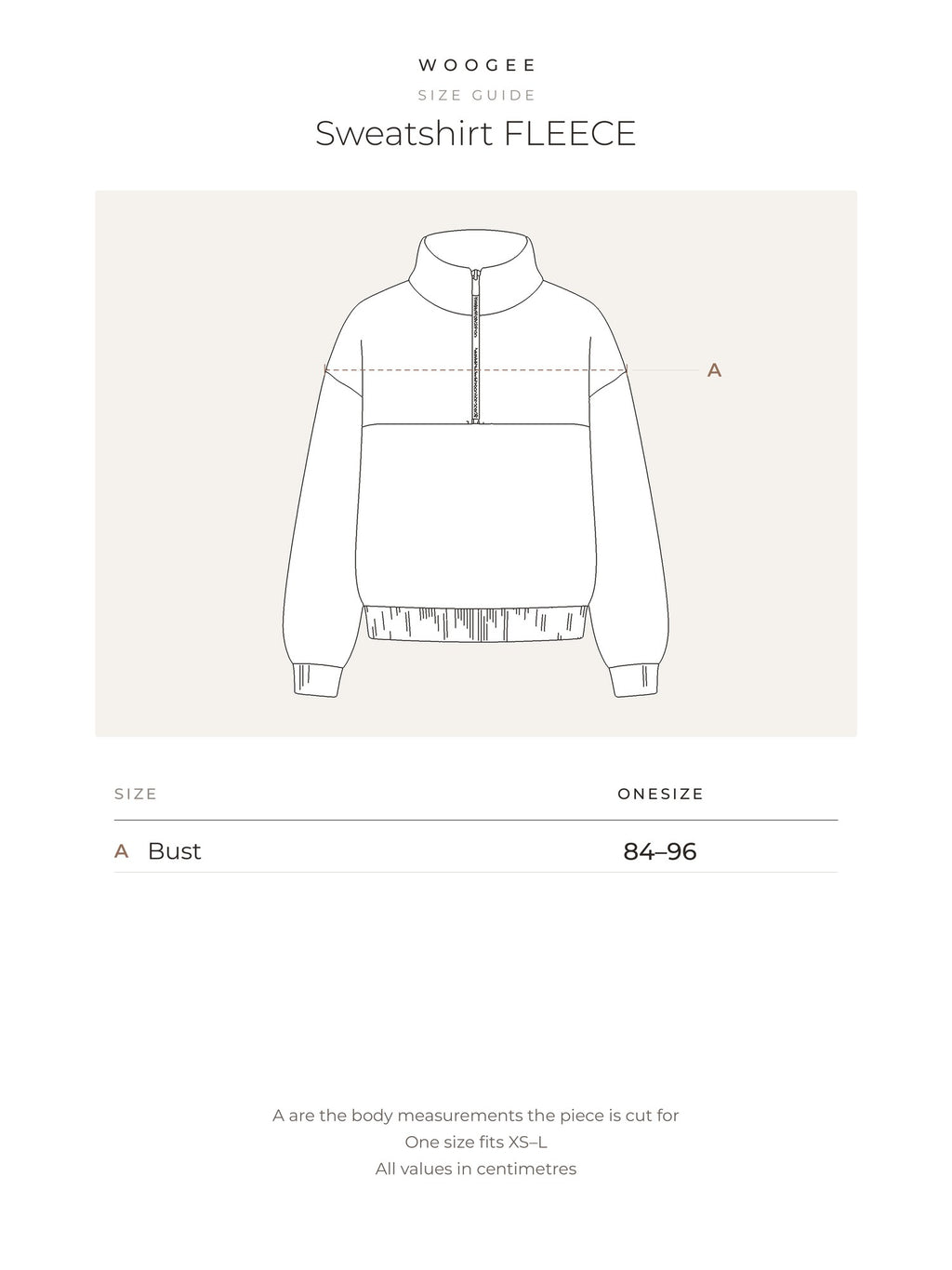 Sweatshirt FLEECE — Size & fit — WOOGEE