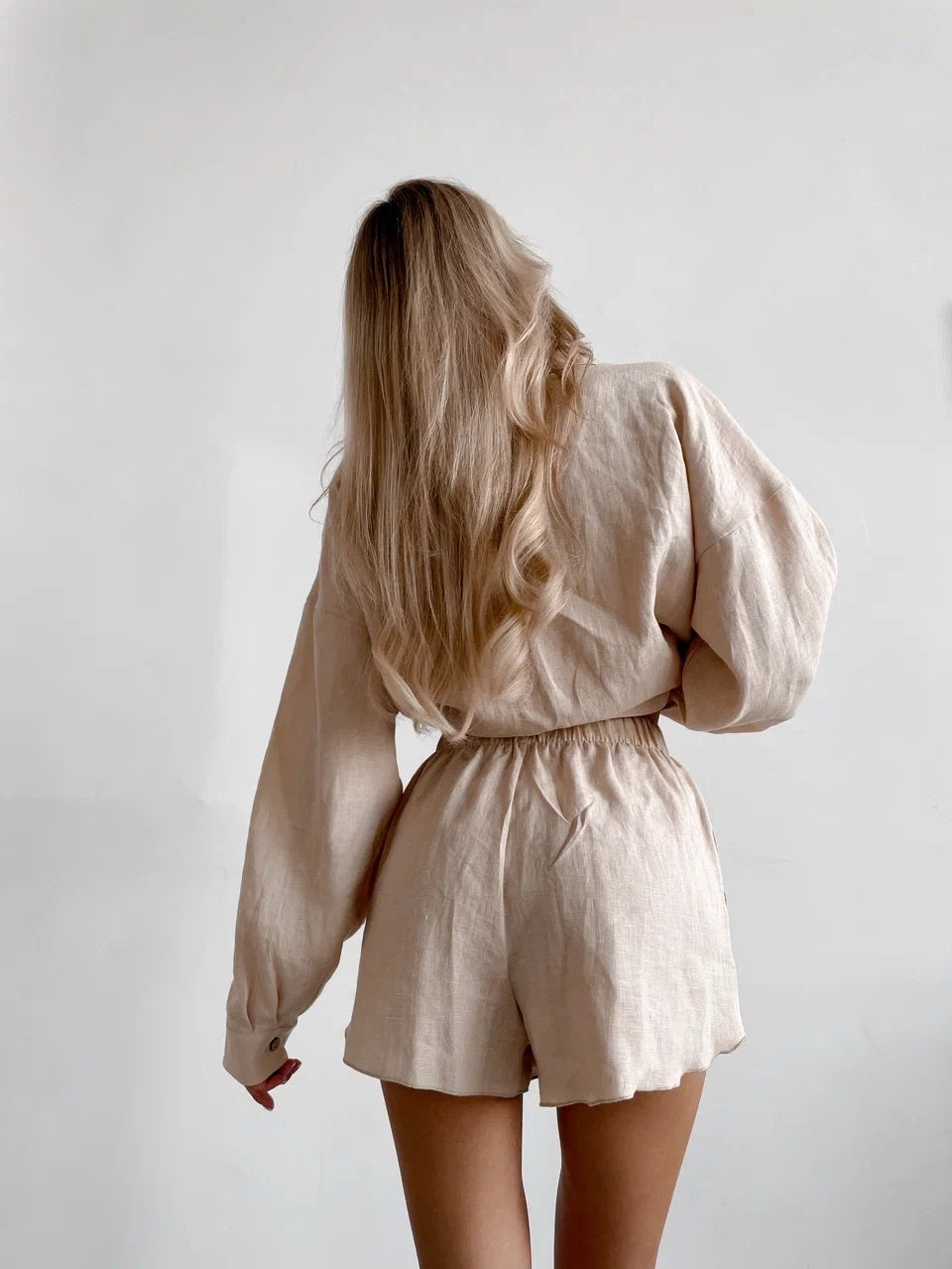 Shorts LINEN — Beige