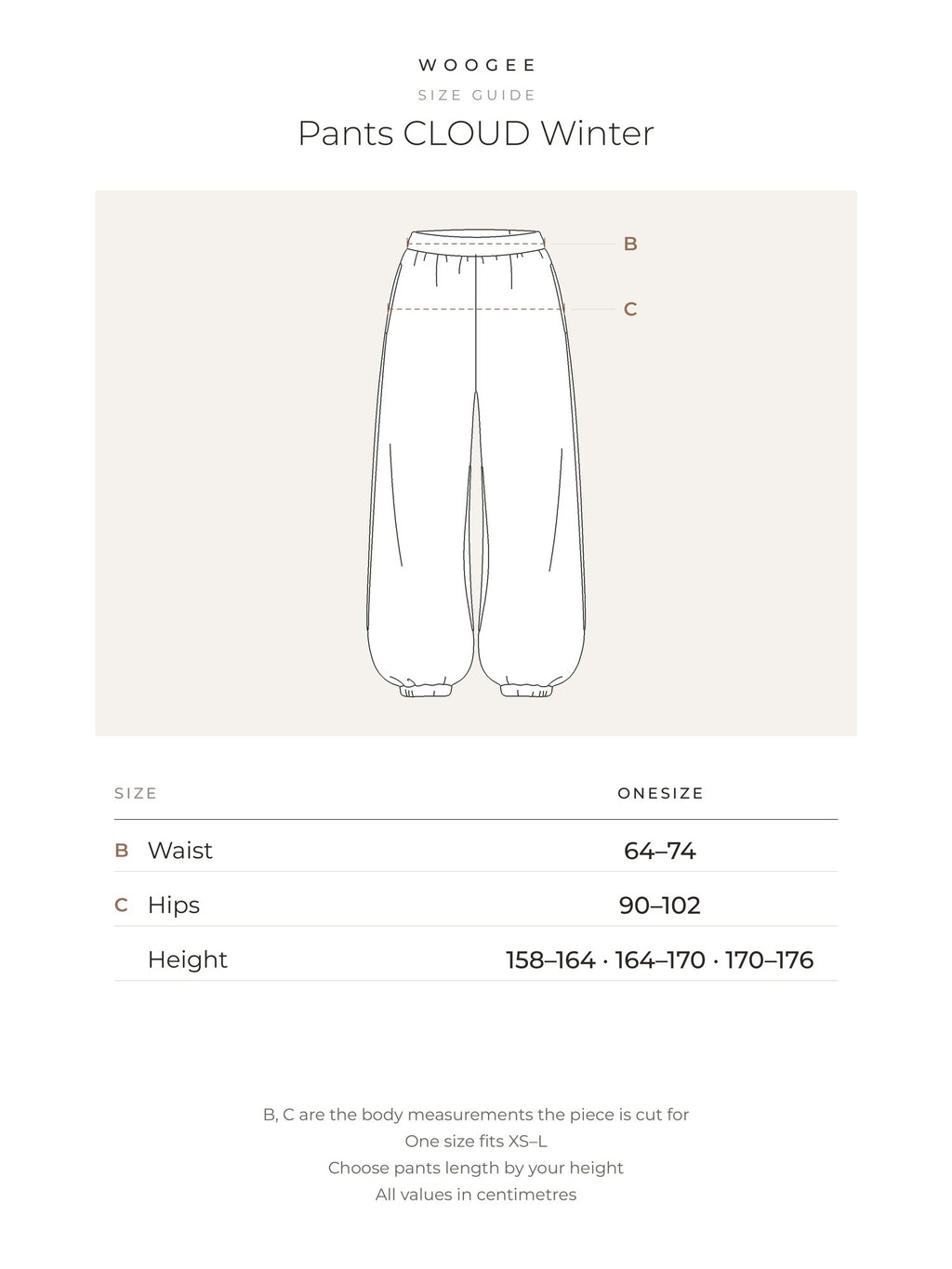 Size & fit — Graphite — Cream — WOOGEE