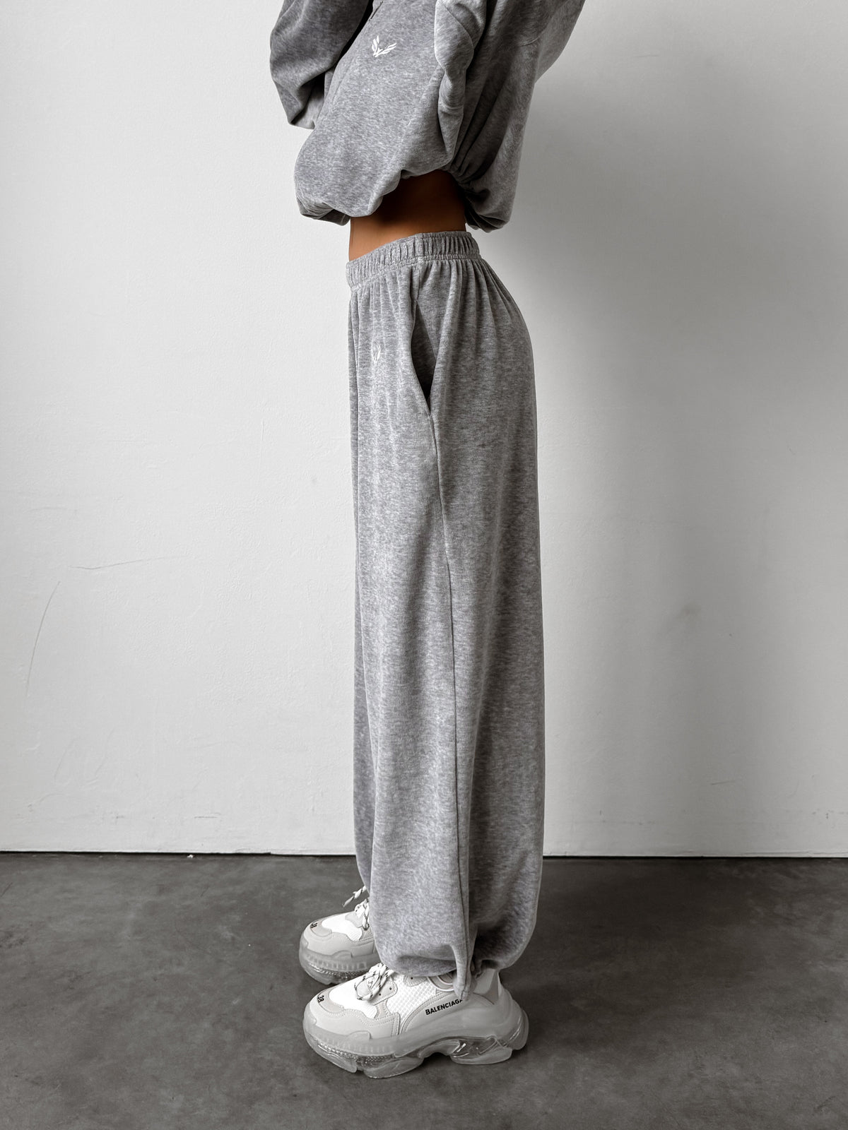 Pants BAGGY VELOURS — Marl Grey
