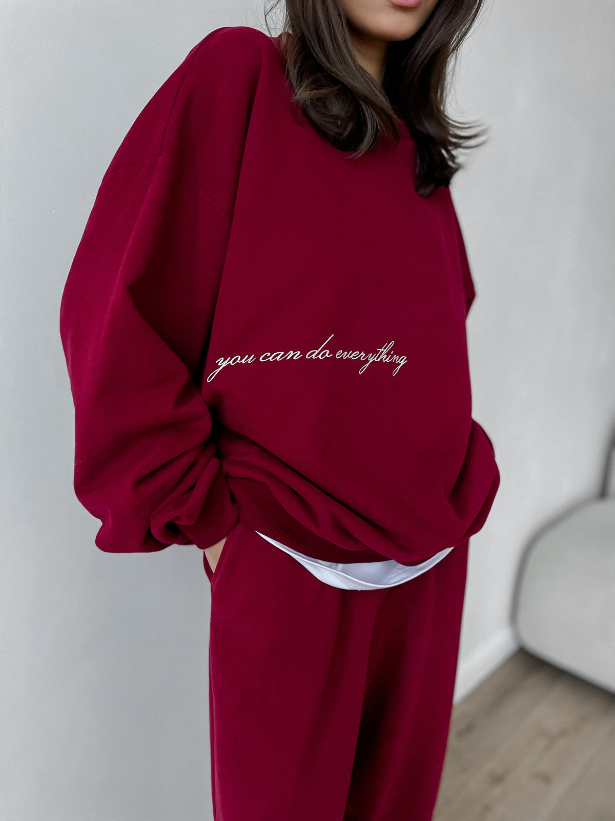 Sweatshirt YOU CAN — Burgundy