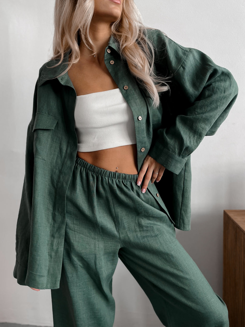 Pants LINEN — Green