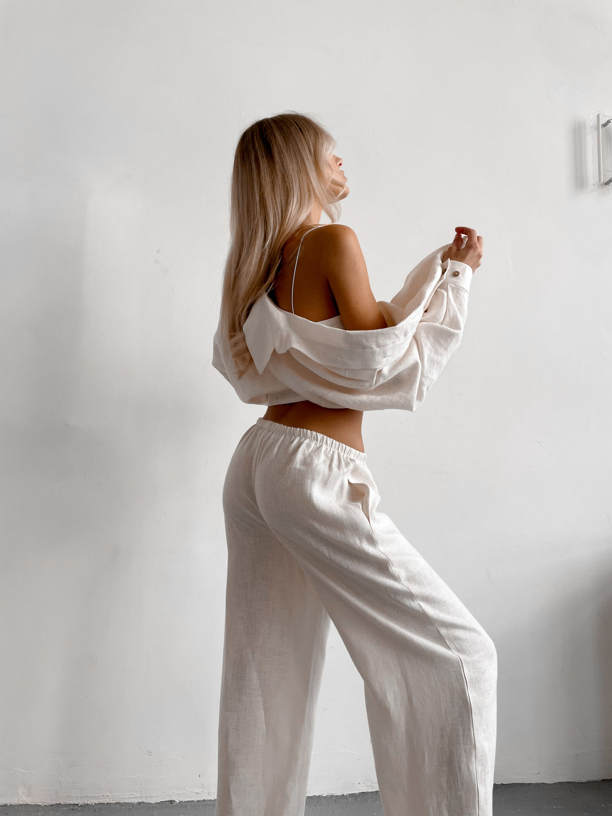 Pants LINEN — Milky