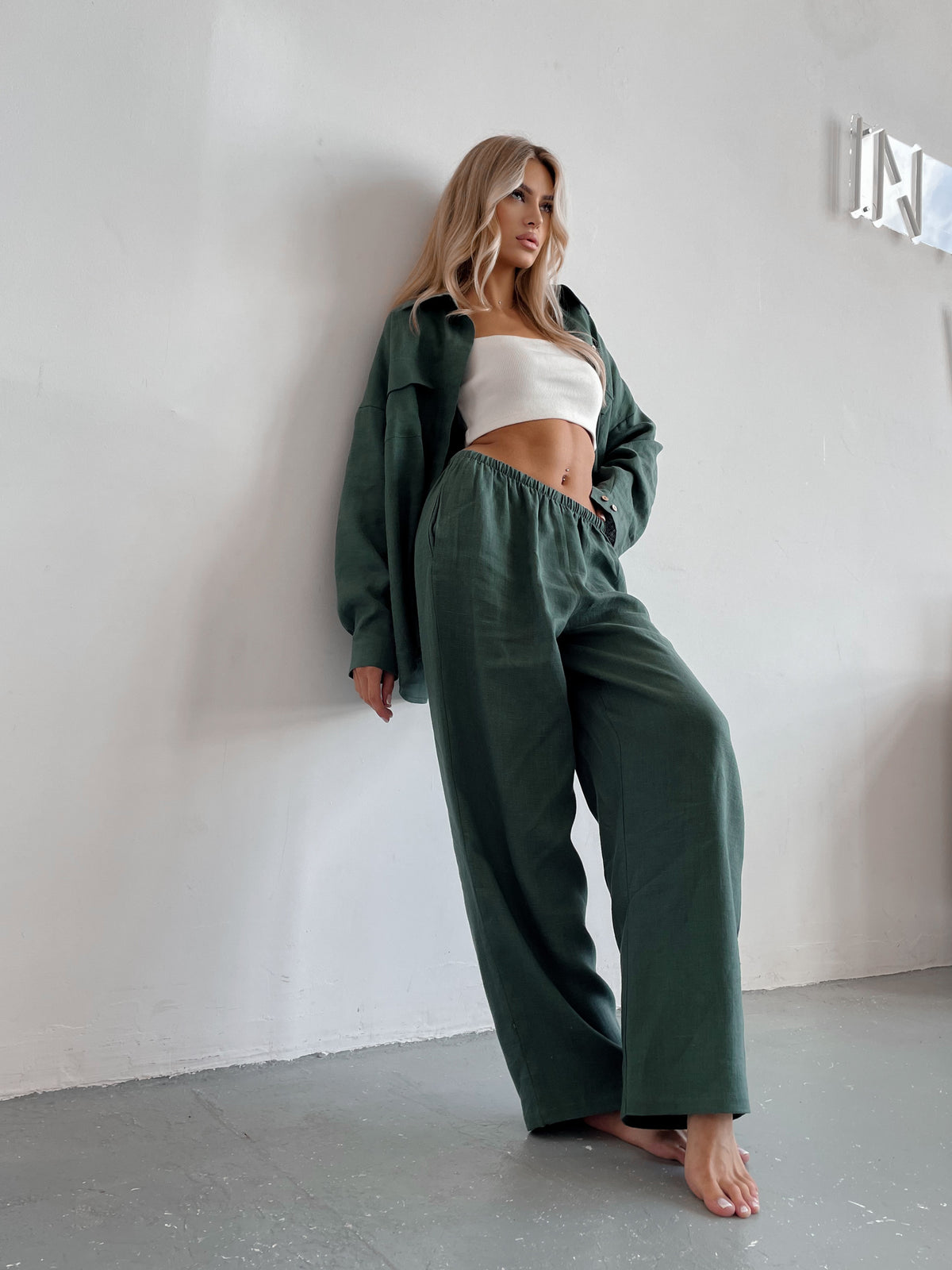 Pants LINEN — Green