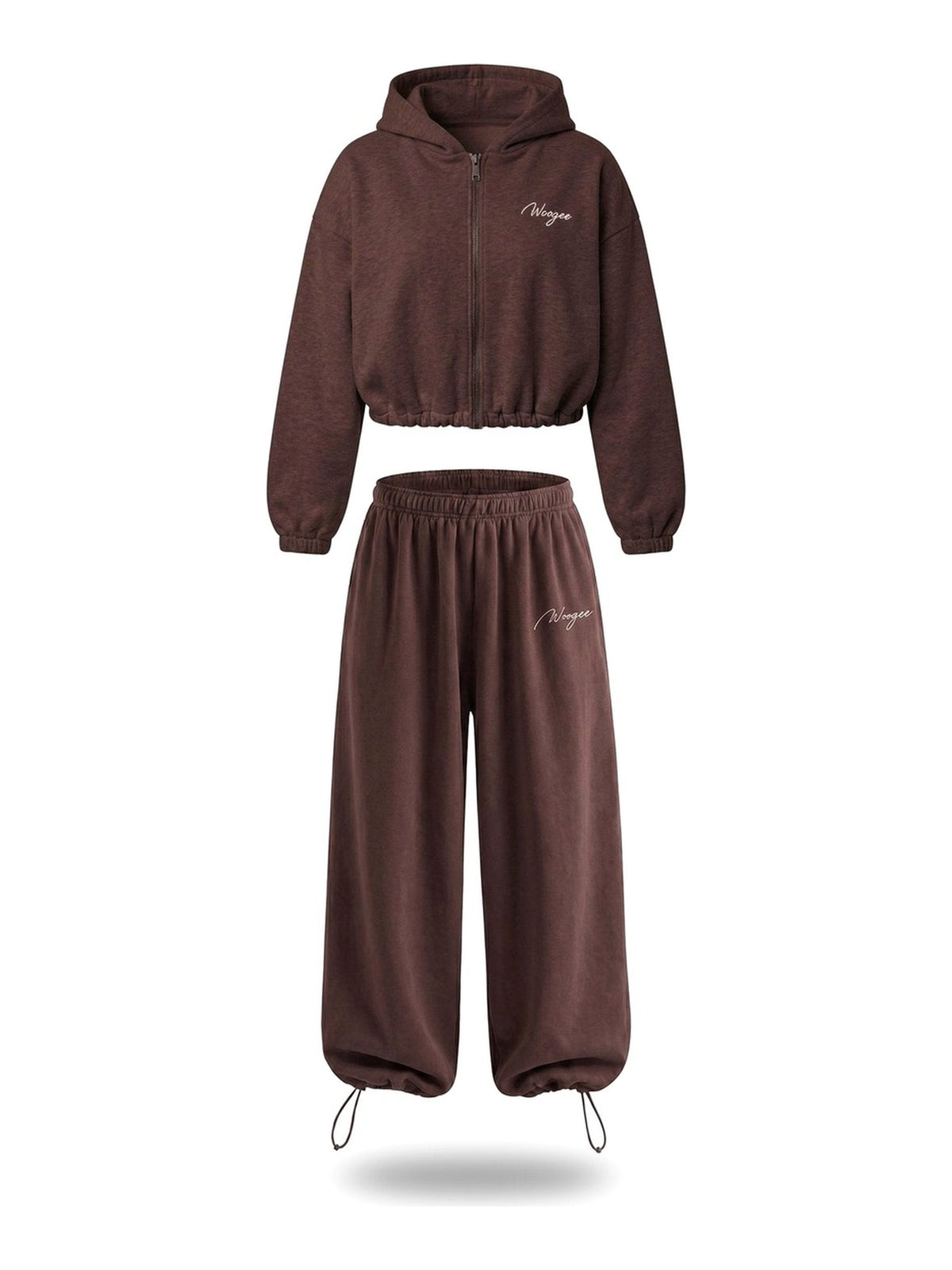BAGGY Tracksuit — Zip Hoodie & Wide Pants · Chocolate
