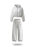 BAGGY Tracksuit — Zip Hoodie & Wide Pants — Grey Melange — WOOGEE