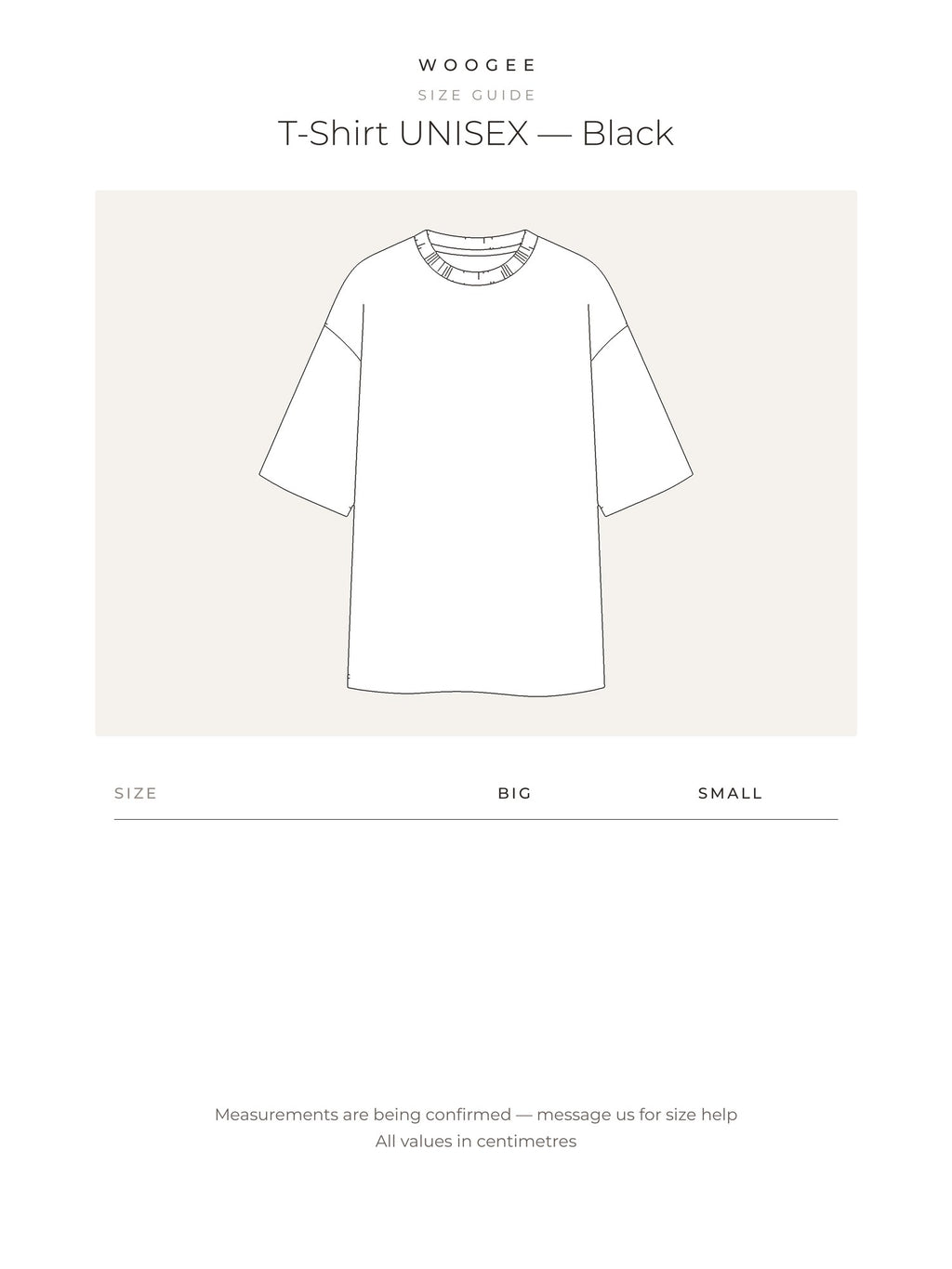 T-Shirt UNISEX — Black — Size & fit — WOOGEE