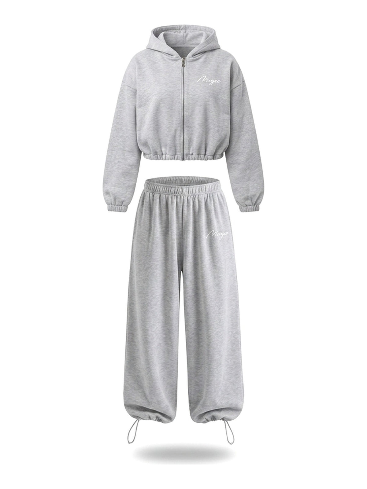 BAGGY Tracksuit — Zip Hoodie & Wide Pants · Grey Melange