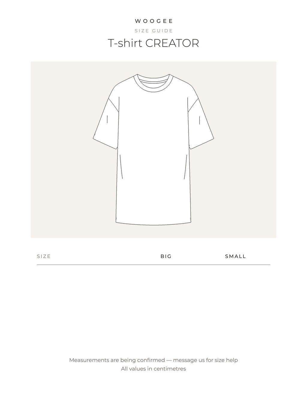T-shirt CREATOR — Size & fit — WOOGEE