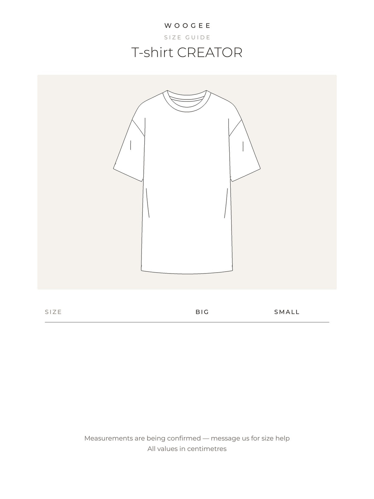 T-shirt CREATOR — Size & fit — WOOGEE