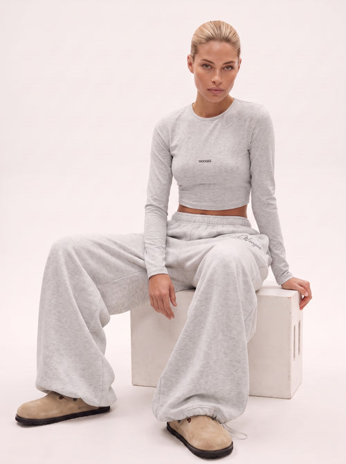 Crop Longsleeve LOUNGE — Grey Melange